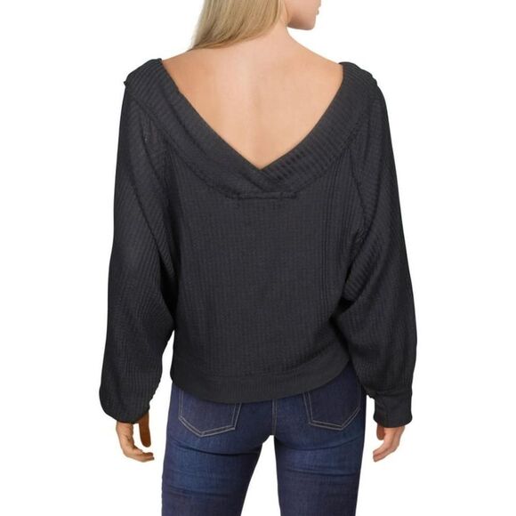 Free People We The Free Womens Westend V-Back Waffle Thermal Top - Picture 2 of 7